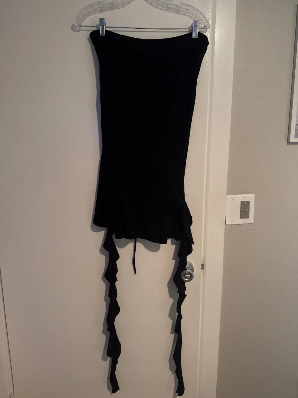 Strapless lace up back dress
